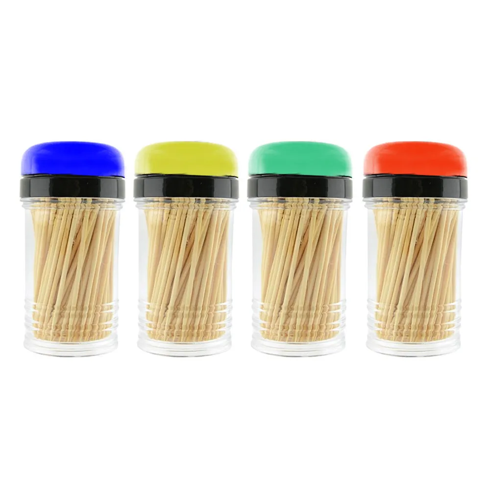 800PC Natural Bamboo Toothpicks 4 Bottle Dispenser Home Party Cocktail Appetizer