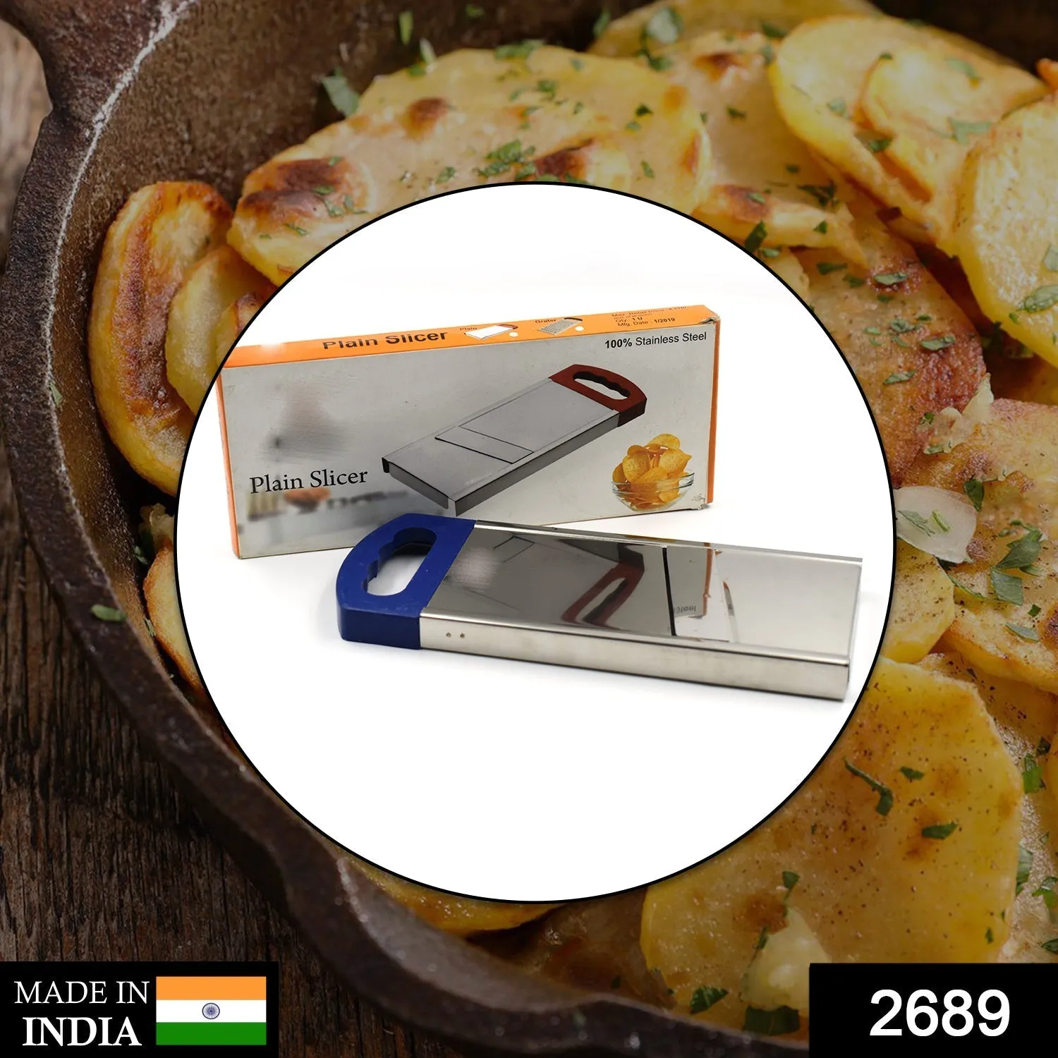 Plain Potato Slicer used in all kinds of household kitchen purposes for cutting and slicing of potatoes.