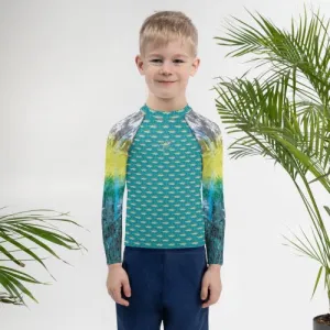Start Wearing Tuna Deep Aqua Kids Rash Guard