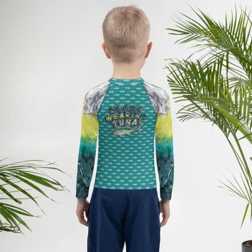 Start Wearing Tuna Deep Aqua Kids Rash Guard