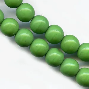Vintage Czech opaque pea green glass rounds 8mm pkg of 10. b11-gr-0978