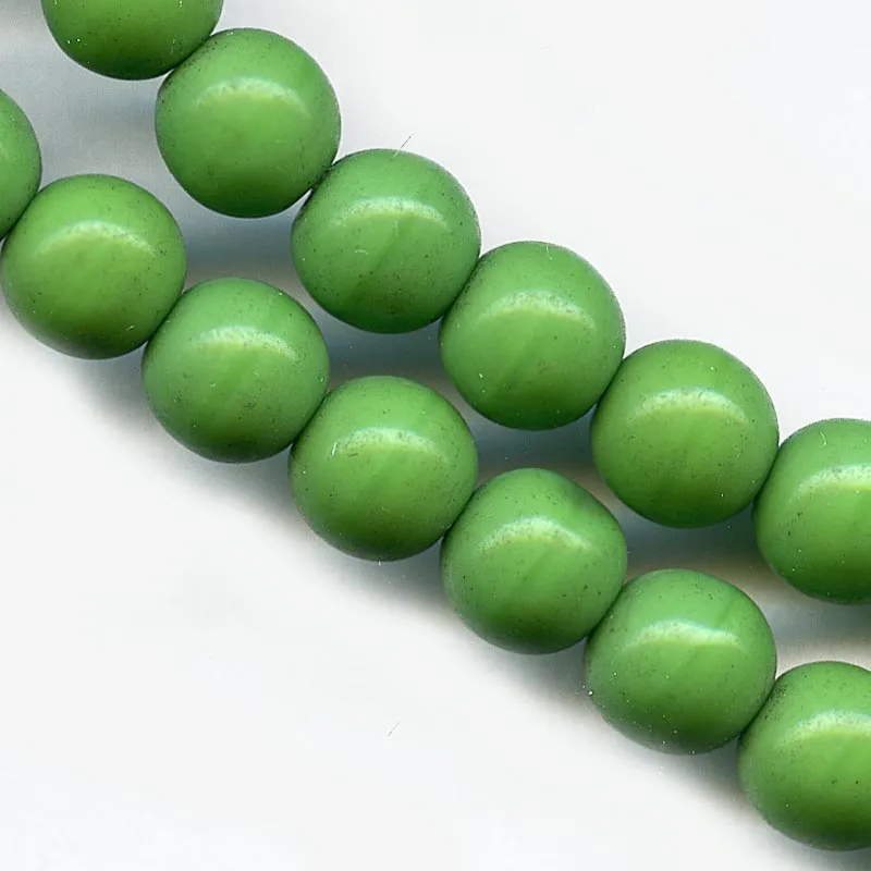 Vintage Czech opaque pea green glass rounds 8mm pkg of 10. b11-gr-0978
