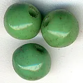Vintage Post-WWII Japanese Opaque Pea-Green Glass Rounds. 1950s. 5mm. Package of 10. B11-GR-0627
